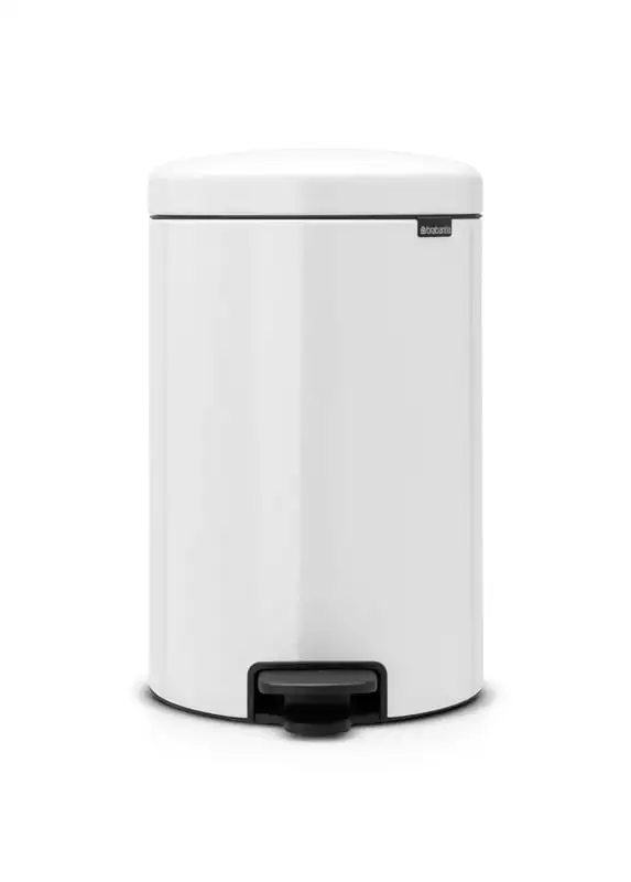 Brabantia Klassischer Tretmülleimer mit Soft-Verschluss | 20 Liter, HxBxT 46,7x29x38cm | Metall | Weiß