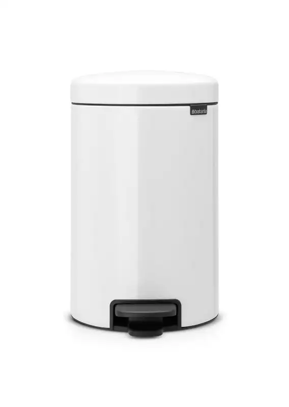 Brabantia Klassischer Tretmülleimer mit Soft-Verschluss | 12 Liter, HxBxT 41,1x25,1x33,8cm | Metall | Weiß