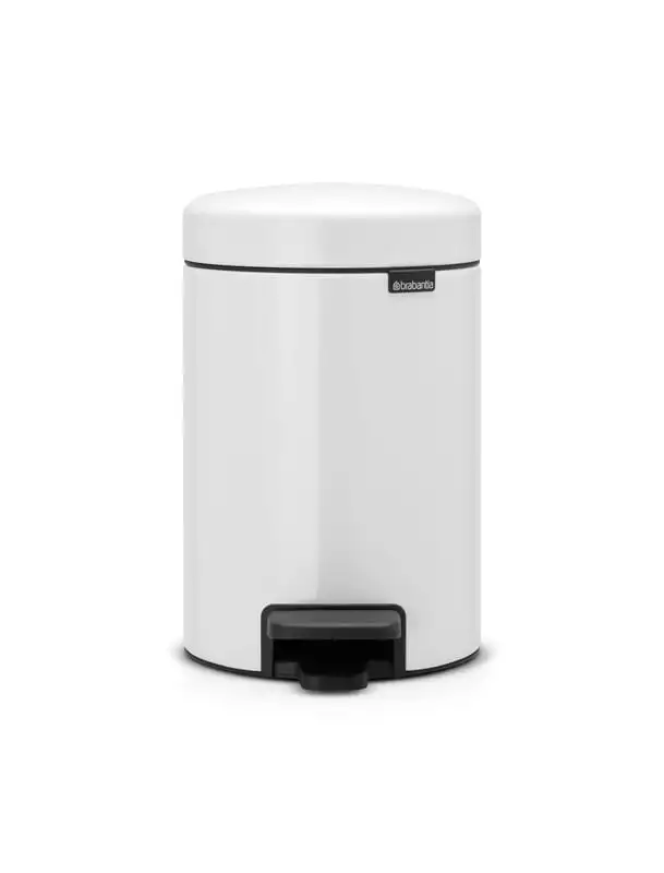 Brabantia Klassischer Tretmülleimer mit Soft-Verschluss | 3 Liter, HxBxT 26,4x16,8x23,5cm | Metall | Weiß