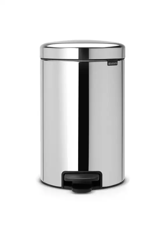 Brabantia Klassischer Tretmülleimer mit Soft-Verschluss | 12 Liter, HxBxT 41,1x25,1x33,8cm | Metall | Edelstahl