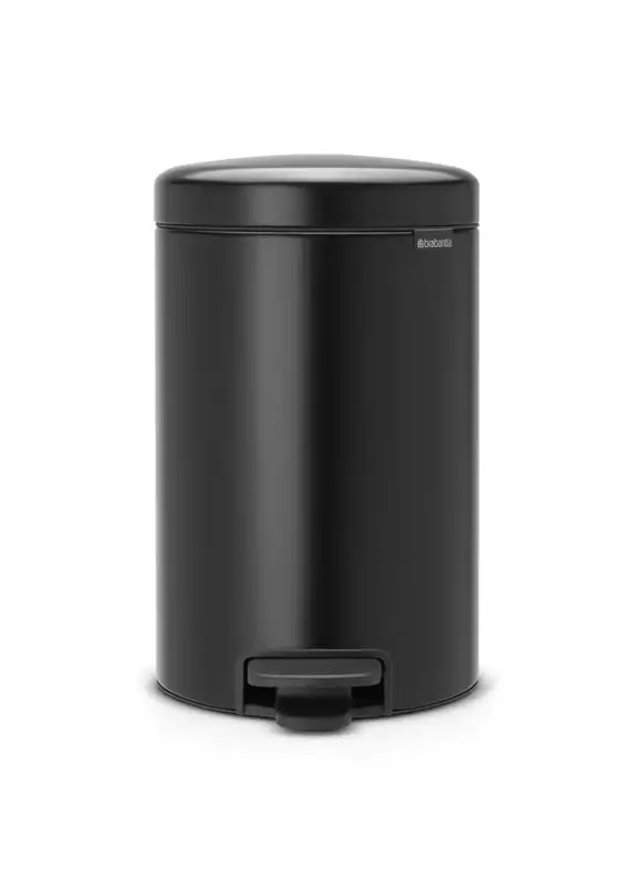 Brabantia Klassischer Tretmülleimer mit Soft-Verschluss | 12 Liter, HxBxT 41,1x25,1x33,8cm | Metall | Metallik Schwarz