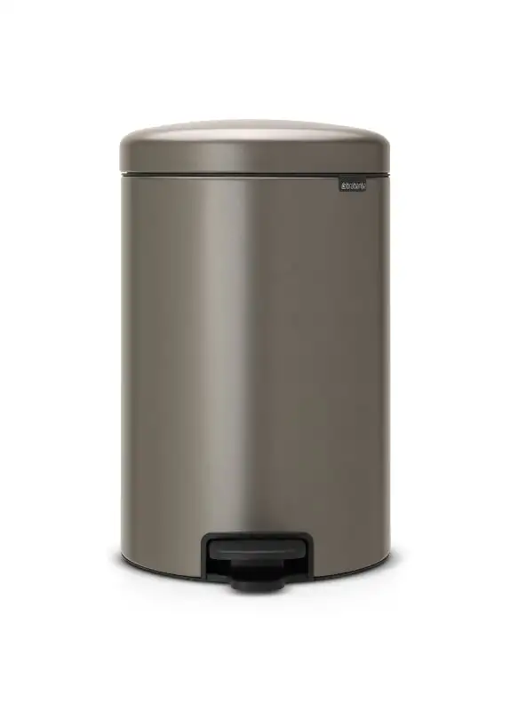 Brabantia Klassischer Tretmülleimer mit Soft-Verschluss | 20 Liter, HxBxT 46,7x29x38cm | Metall | Platin