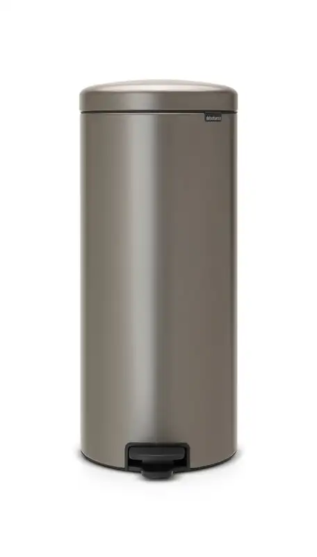 Brabantia Klassischer Tretmülleimer mit Soft-Verschluss | 30 Liter, HxBxT 67,9x29,3x38cm | Metall | Platin
