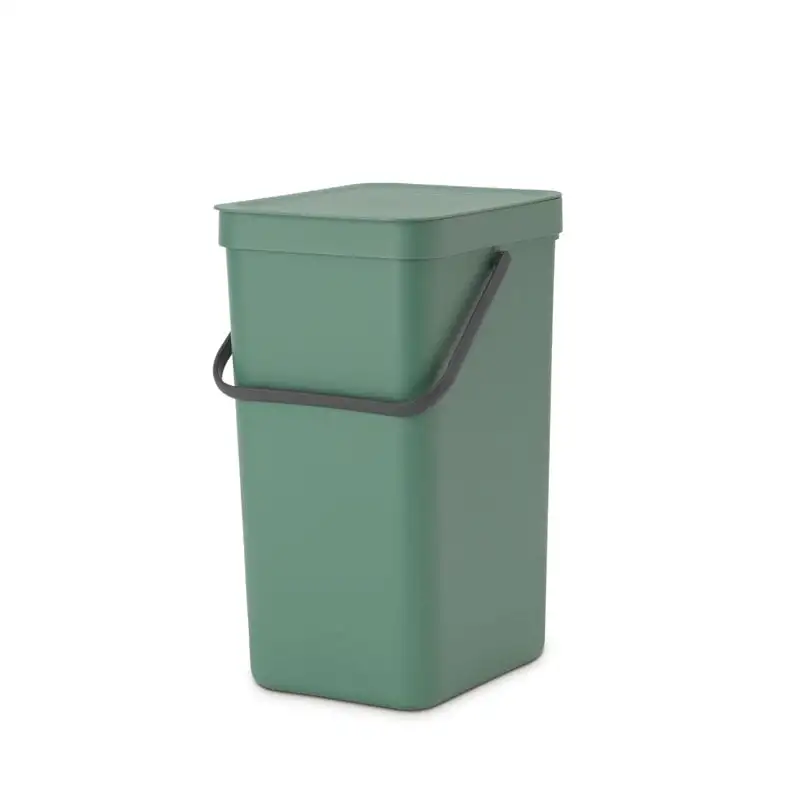 Brabantia Abfallsammler mit Stay-open Deckel | 16 Liter, HxBxT 40x27,9x22cm | Kunststoff | Dunkelgrün