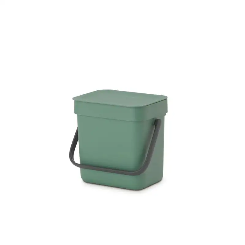 Brabantia Abfallsammler mit Stay-open Deckel | 3 Liter, HxBxT 17,4x18,8x13,9cm | Kunststoff | Dunkelgrün
