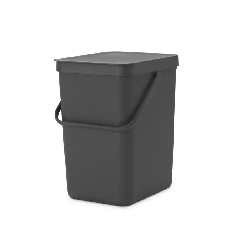 Brabantia Abfallsammler mit Stay-open Deckel | 25 Liter, HxBxT 40x26,8x34,5cm | Kunststoff | Dunkelgrau