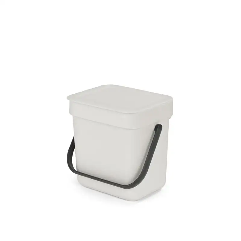 Brabantia Abfallsammler mit Stay-open Deckel | 3 Liter, HxBxT 17,4x18,8x13,9cm | Kunststoff | Hellgrau