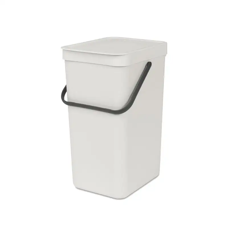 Brabantia Abfallsammler mit Stay-open Deckel | 16 Liter, HxBxT 40x27,9x22cm | Kunststoff | Hellgrau