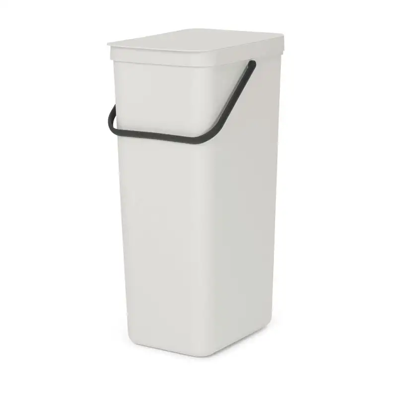 Brabantia Abfallsammler mit Stay-open Deckel | 40 Liter, HxBxT 62x26,8x34,5cm | Kunststoff | Hellgrau