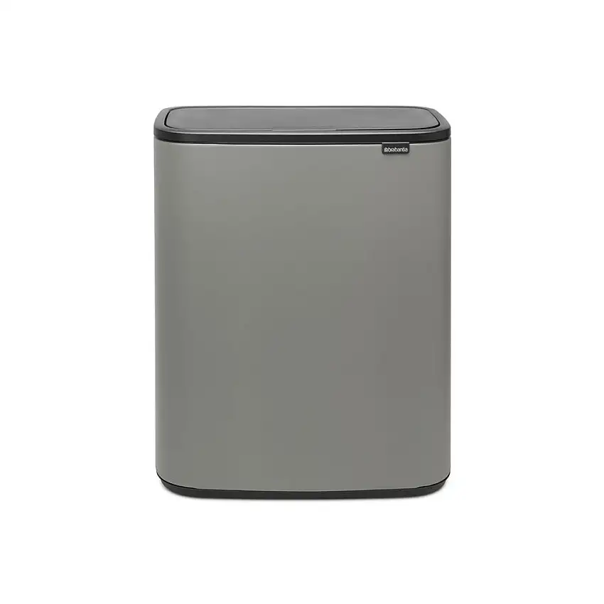 Brabantia Hochwertiger Abfallsammler mit Touch-Öffnung | 2x30 Liter, HxBxT 65,6x54,5x31cm | Grau