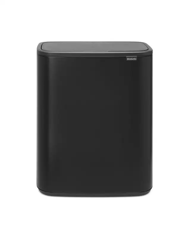 Brabantia Hochwertiger Abfallsammler mit Touch-Öffnung | 2x30 Liter, HxBxT 65,6x54,5x31cm | Schwarz