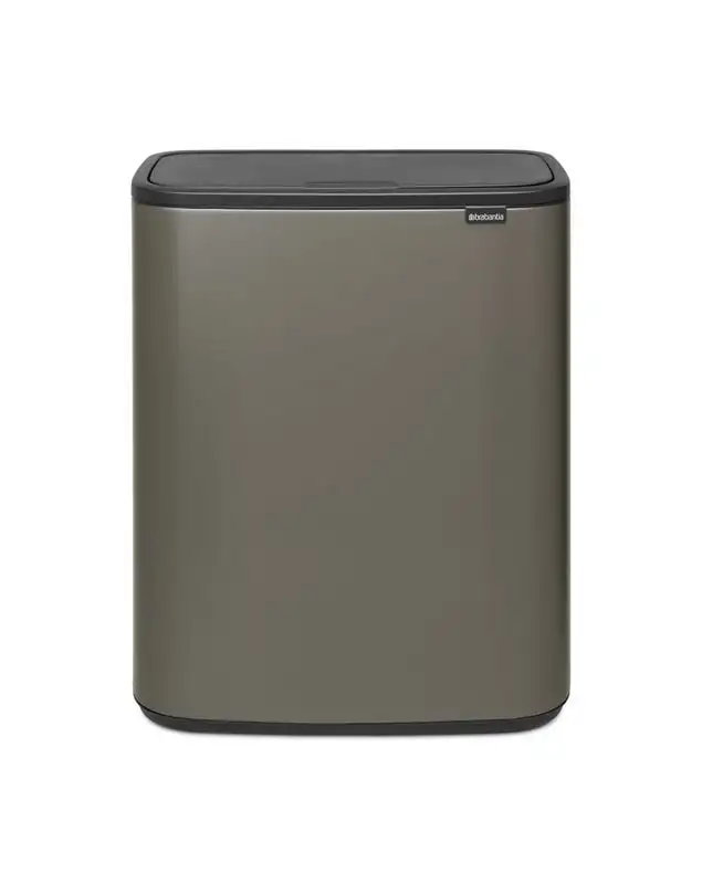 Brabantia Hochwertiger Abfallsammler mit Touch-Öffnung | 2x30 Liter, HxBxT 65,6x54,5x31cm | Platin