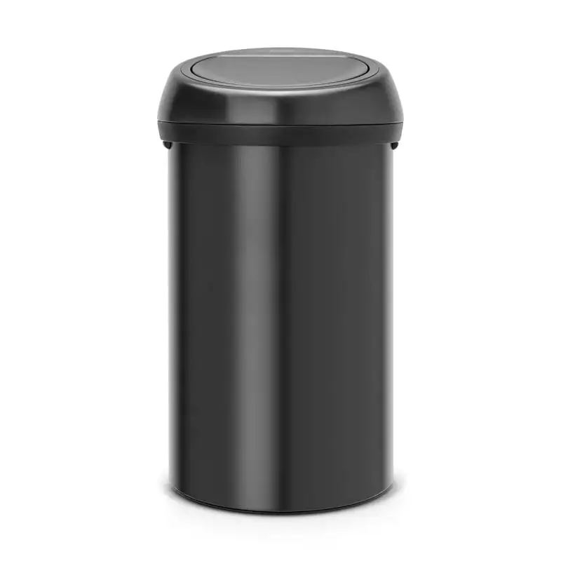 Brabantia Abfallbehälter mit Soft-Touch-Öffnung | 60 Liter, HxBxT 71x40x40cm | Metall | Matt Schwarz