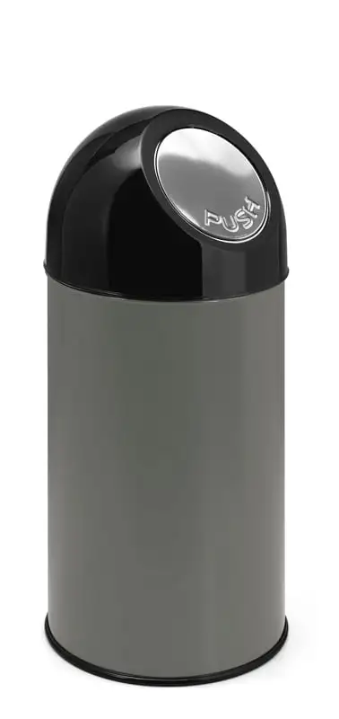 Klassischer Abfallbehälter mit Pushdeckel | 40 Liter, HxBxT 67x31x31cm | Metall | Metallik Grau