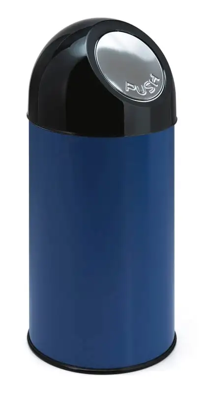 Klassischer Abfallbehälter mit Pushdeckel | 40 Liter, HxBxT 67x31x31cm | Metall | Blau
