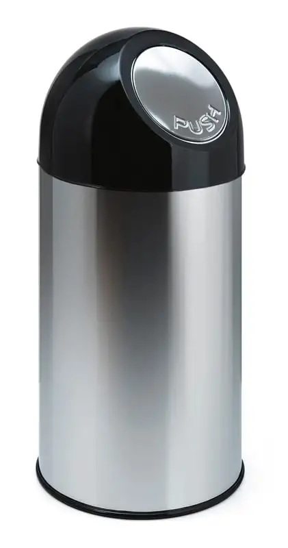Klassischer Abfallbehälter mit Pushdeckel | 40 Liter, HxBxT 67x31x31cm | Metall | Edelstahl
