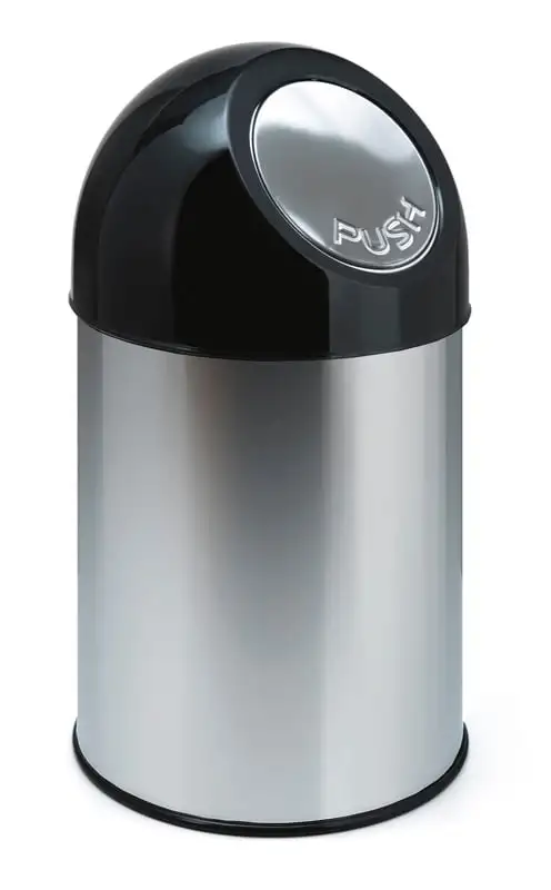 Klassischer Abfallbehälter mit Pushdeckel | 30 Liter, HxBxT 56x31x31cm | Metall | Edelstahl