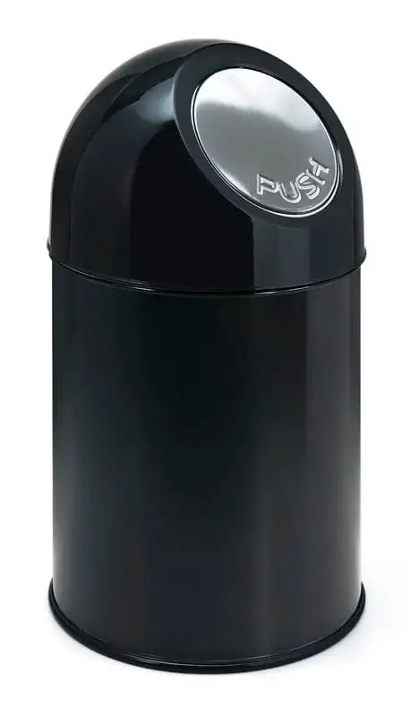 Klassischer Abfallbehälter mit Pushdeckel | 30 Liter, HxBxT 56x31x31cm | Metall | Schwarz