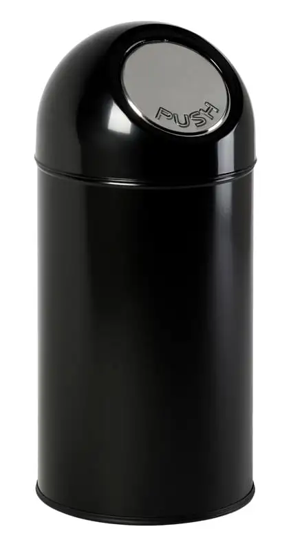 Klassischer Abfallbehälter mit Pushdeckel | 40 Liter, HxBxT 67x31x31cm | Metall | Schwarz