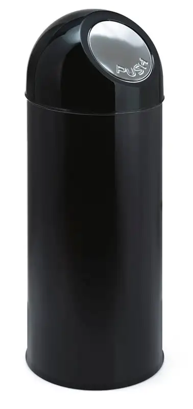 Klassischer Abfallbehälter mit Pushdeckel | 55 Liter, HxBxT 84x31x31cm | Metall | Schwarz