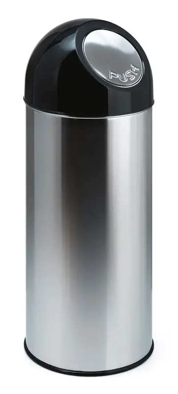 Klassischer Abfallbehälter mit Pushdeckel und Inneneimer | 55 Liter, HxBxT 84x31x31cm | Metall | Edelstahl
