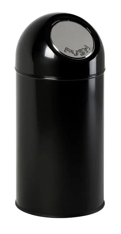 Klassischer Abfallbehälter mit Pushdeckel und Inneneimer | 40 Liter, HxBxT 67x31x31cm | Metall | Schwarz