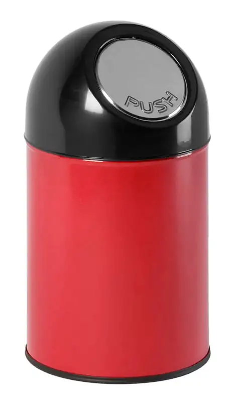 Klassischer Abfallbehälter mit Pushdeckel und Inneneimer | 30 Liter, HxBxT 56x31x31cm | Metall | Rot