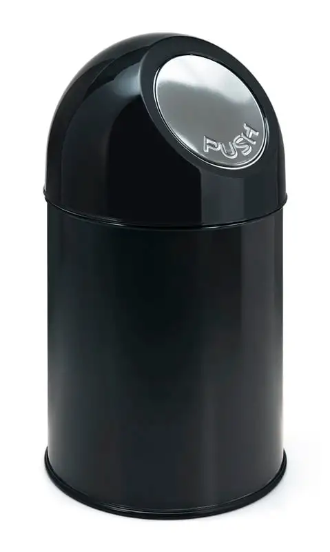 Klassischer Abfallbehälter mit Pushdeckel und Inneneimer | 30 Liter, HxBxT 56x31x31cm | Metall | Schwarz