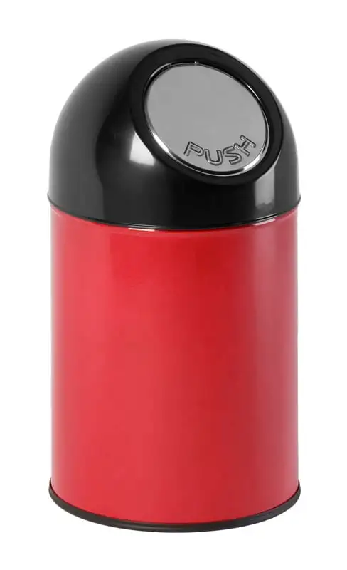 Klassischer Abfallbehälter mit Pushdeckel | 30 Liter, HxBxT 56x31x31cm | Metall | Rot