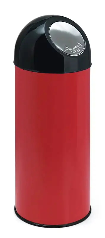 Klassischer Abfallbehälter mit Pushdeckel | 55 Liter, HxBxT 84x31x31cm | Metall | Rot