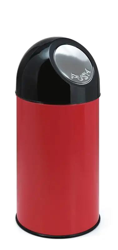 Klassischer Abfallbehälter mit Pushdeckel | 40 Liter, HxBxT 67x31x31cm | Metall | Rot