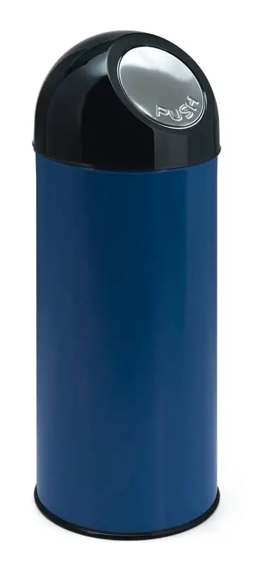 Klassischer Abfallbehälter mit Pushdeckel | 55 Liter, HxBxT 84x31x31cm | Metall | Blau