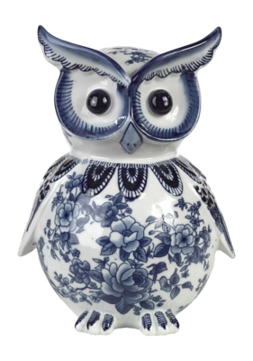 Spardose POLSPOTTEN Piggy Bank Owl Blue / White