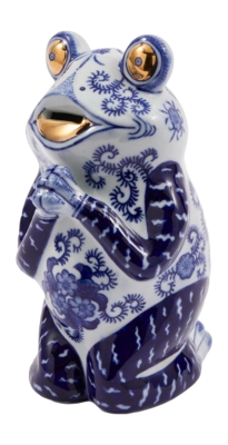 Spardose POLSPOTTEN Piggy Bank Frog Blue / White / Gold