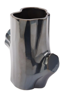 Vase POLSPOTTEN Log Metallic Dark Grey S 18 x 15,5 x 21 cm