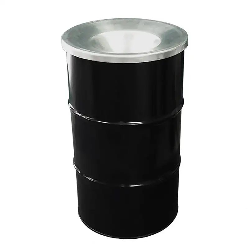 Robuste Abfalltonne mit flammhemmendem Deckel | 120 Liter, HxBxT 82x49x49cm | Metall | Schwarz