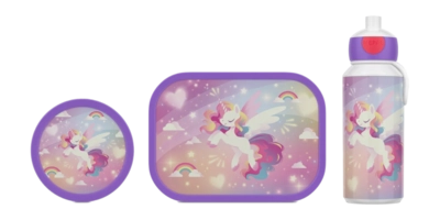 Lunchset Mepal Campus (Pop-up + Luncbox + Fruitbox) Unicorn Glow Glow 400ml + 750ml + 300ml