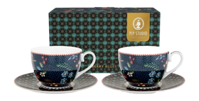 Tasse & Untertasse Pip Studio Berry Blues 280 ml (2er-Set)