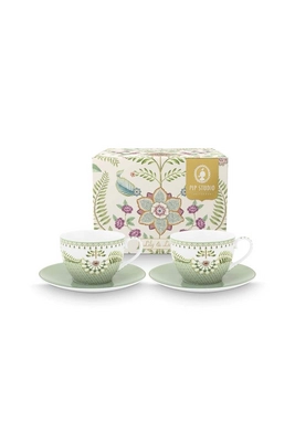 Tasse & Untertasse Pip Studio Lily & Lotus Light Green 280 ml (Set von 2)