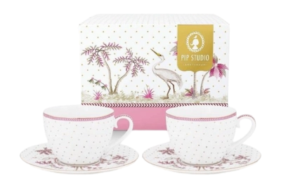 Tasse & Untertasse Pip Studio Jolie Dots Gold Pink 280 ml (Set von 2)