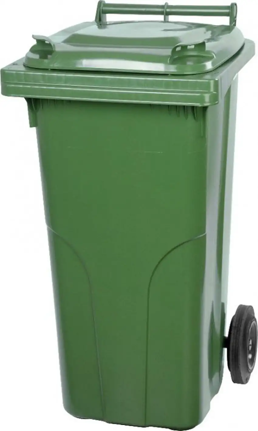 PROREGAL 2-Rad-Mülltonne MGB | HDPE-Kunststoff | HxBxT 94,5x48x54cm | 120 Liter | Grün