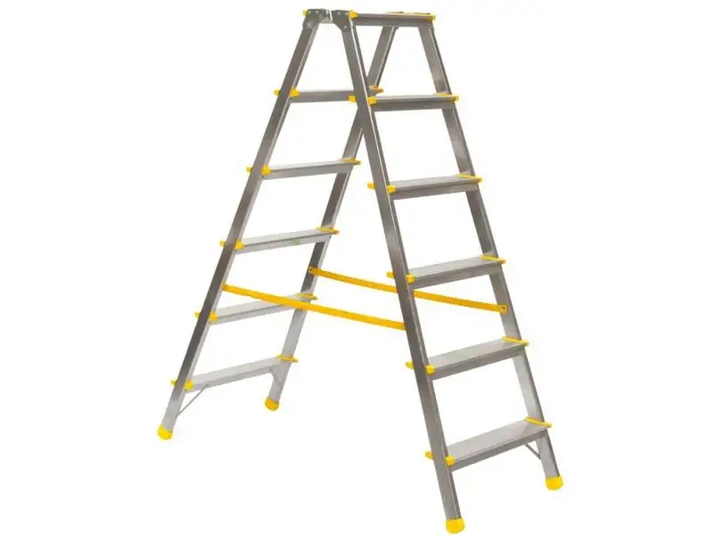 Metal Double Giraffe Doppelseitige-Aluminium-Stufenstehleiter | 6 Stufen | 132cm hoch | 150kg Tragkraft | Leiter, Trittleiter, Stufenleiter, Haushaltsleiter