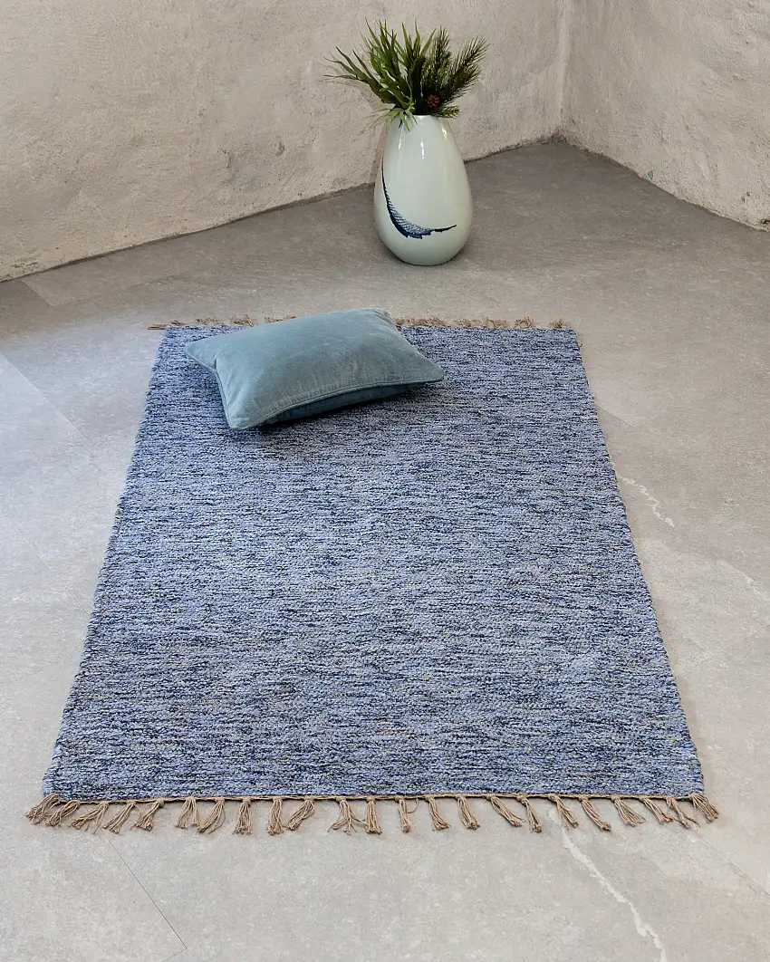 Baumwoll-Teppich "Vera" blau