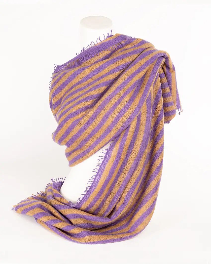 Cashmere-Schal Strick "Maritim Stripes" Lilac
