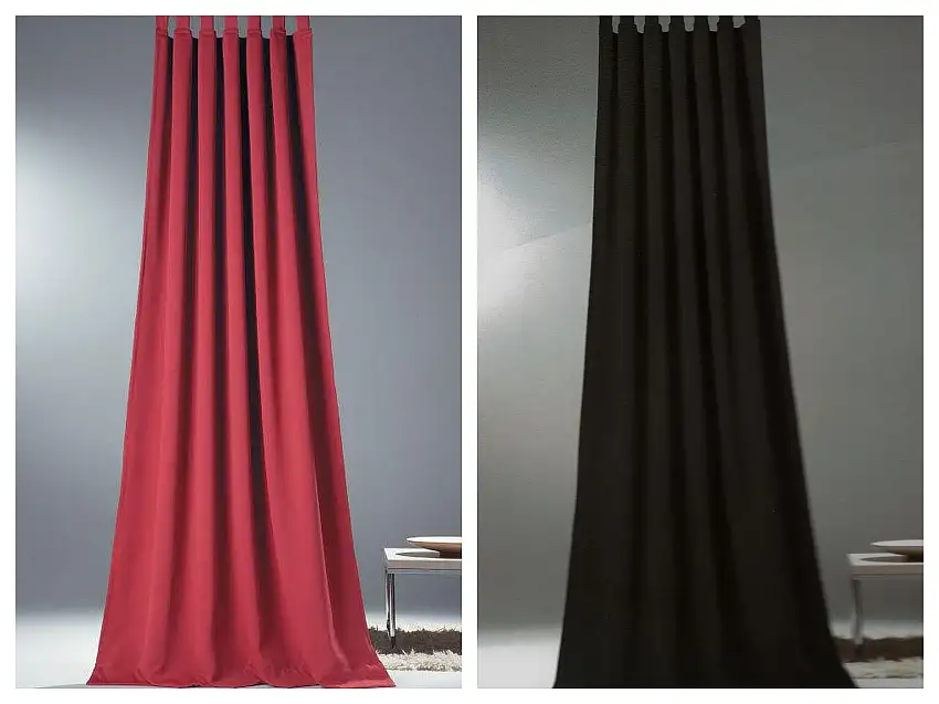 Verdunklungsvorhang Sopran Schlaufe rot oder schwarz BxH 135x245cm