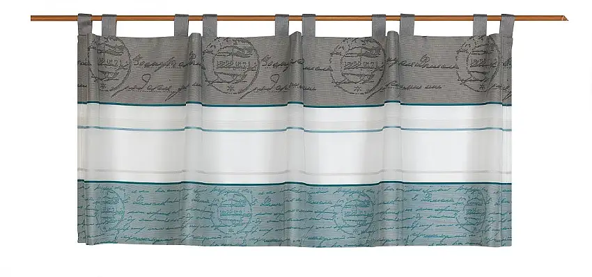 Design Schlaufen Scheibengardine weiß-petrol-grau 2288