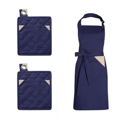 Kombi-Set DDDDD Triangle Blau Schürze Topflappen (Baumwolle)