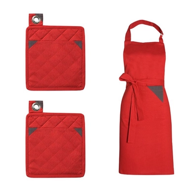 Kombi-Set DDDDD Triangle Rot Schürze Topflappen (Baumwolle)