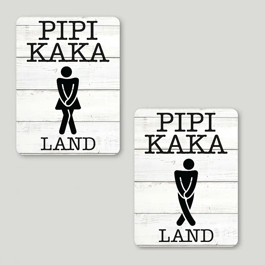 Alu Dibond Türschild Pipi Kaka Land 12x16cm