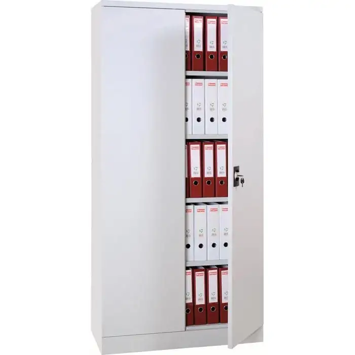 Aktenschrank MOOSE mit abschließbaren Flügeltüren | 4 Fachböden | HxBxT 195x92x42cm | Zerlegte Anlieferung | Lichtgrau